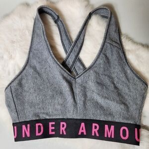 Under Armour Womens Gray V Neck X-Back Sports Bra-Size XS